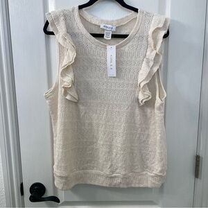 Gilli Cream Ruffle Knit Tank Top